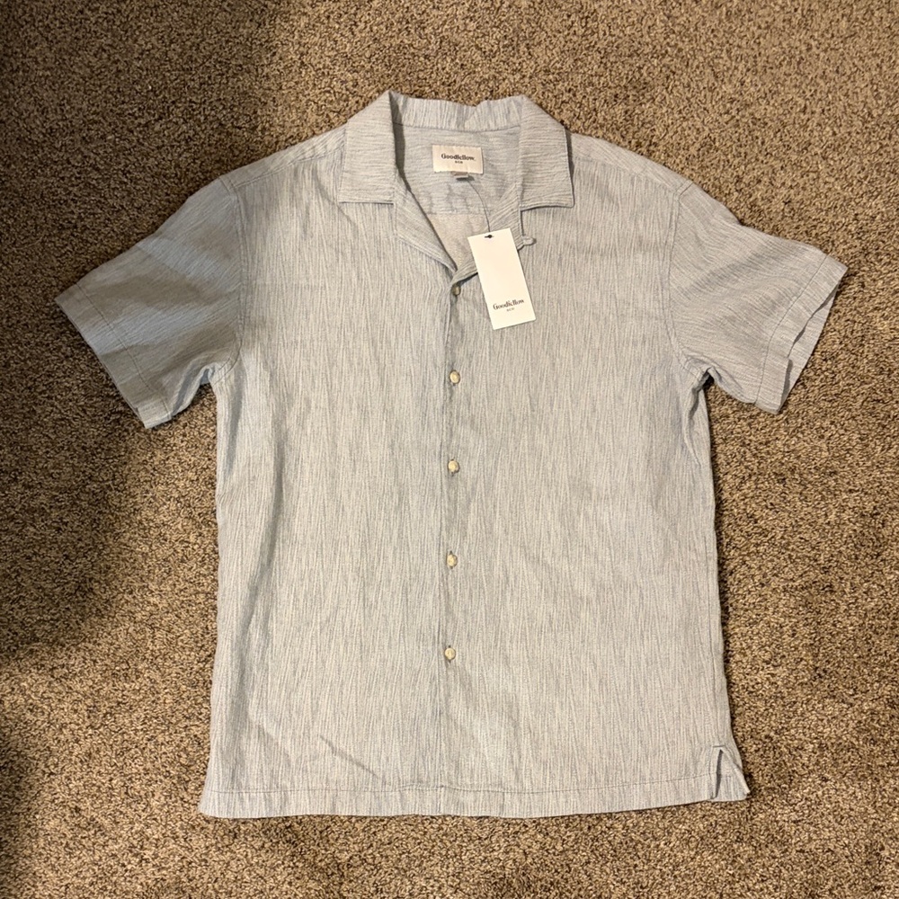 Goodfellow & Co Light Blue Striped Casual Button-Down Shirt